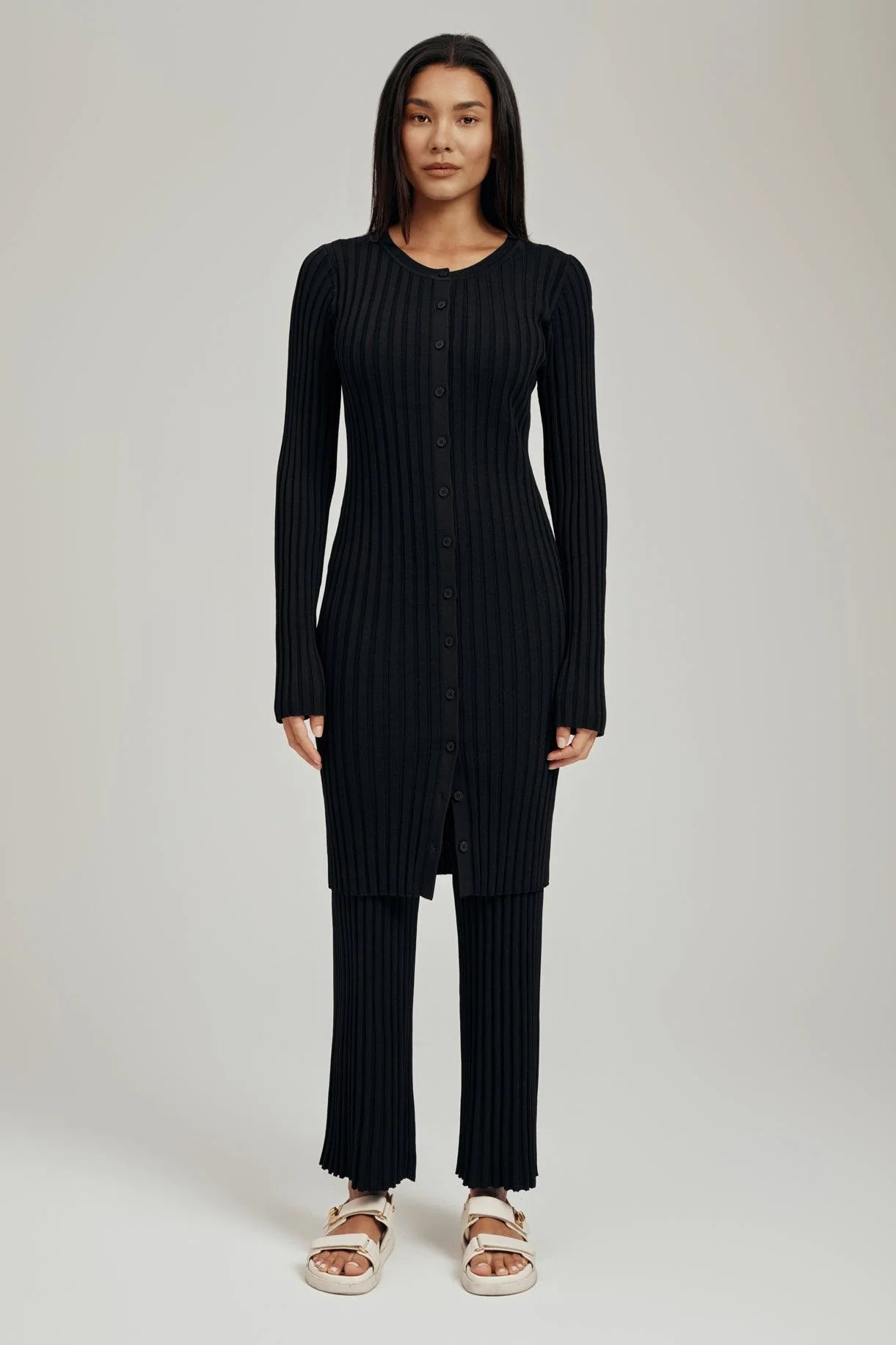 Luna Ribbed Knit Wide Leg Pant - Image 4