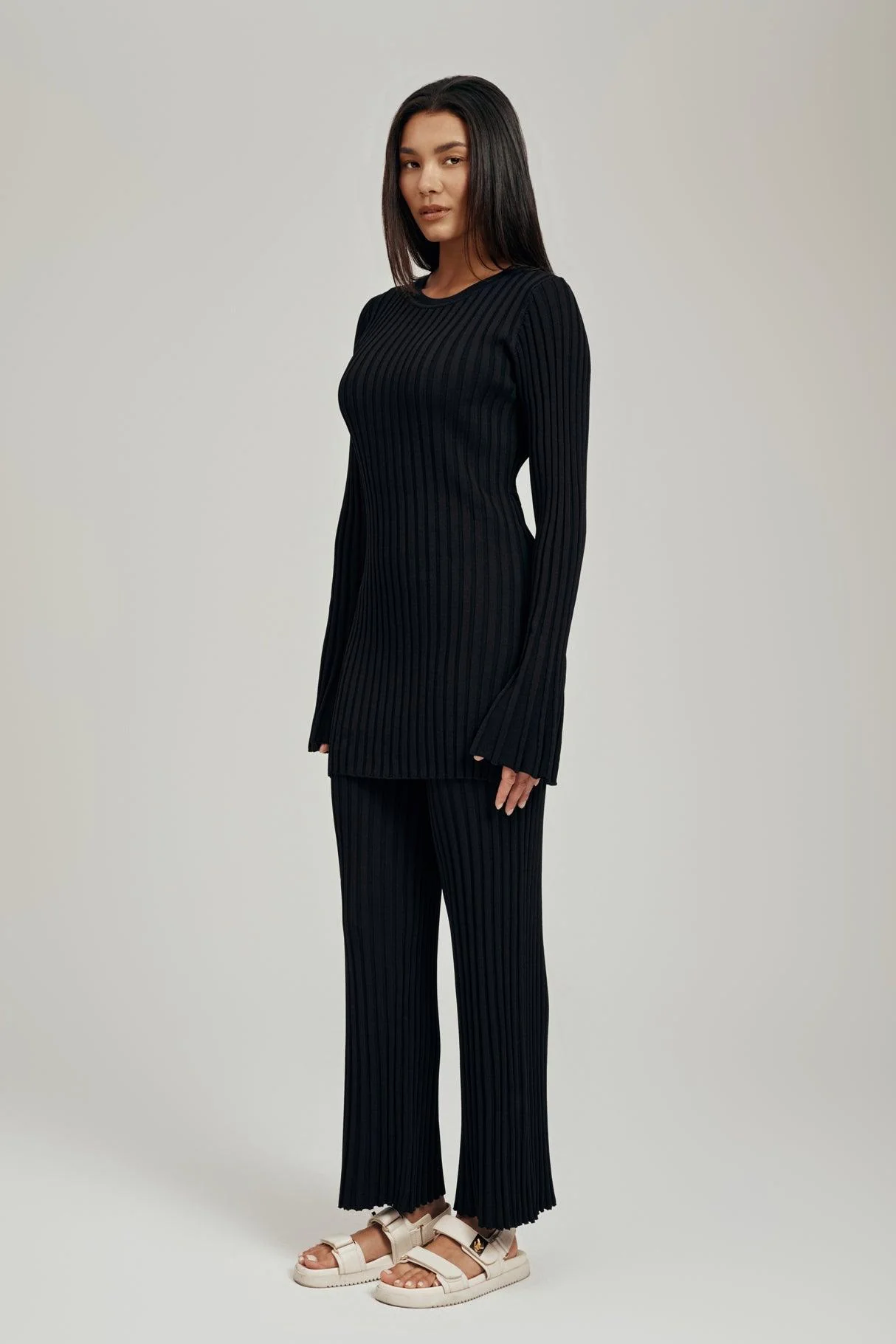 Luna Ribbed Knit Wide Leg Pant - Image 5