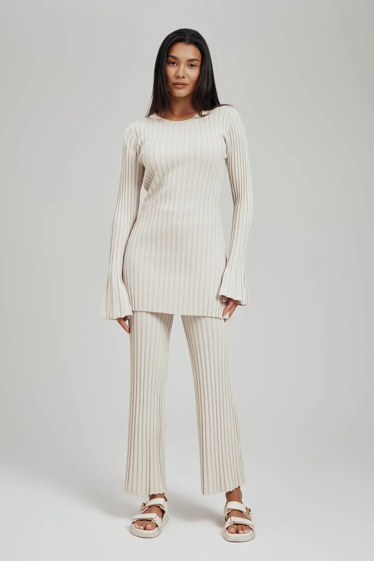 Luna Ribbed Knit Wide Leg Pant - Image 4