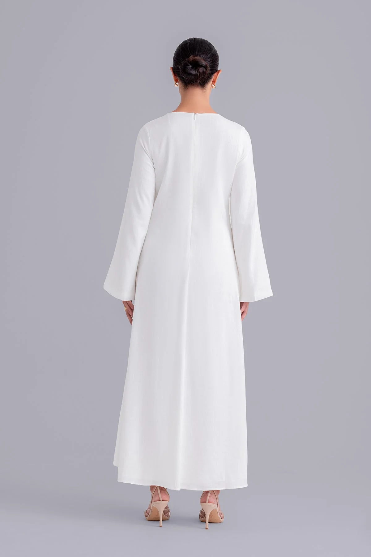 Maryam Tie Waist Linen Maxi Dress - Off White - Image 7