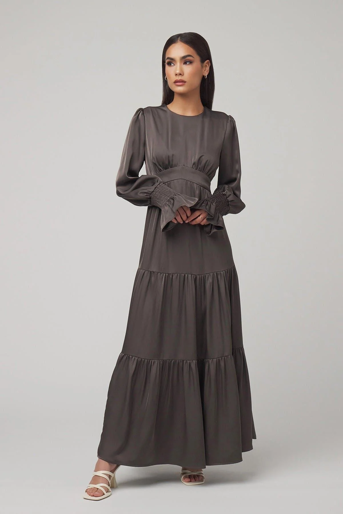 Milena Tiered Smock Maxi Dress - Brown