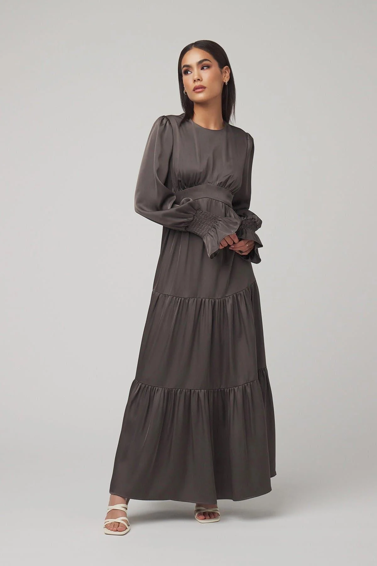 Milena Tiered Smock Maxi Dress - Brown - Image 2