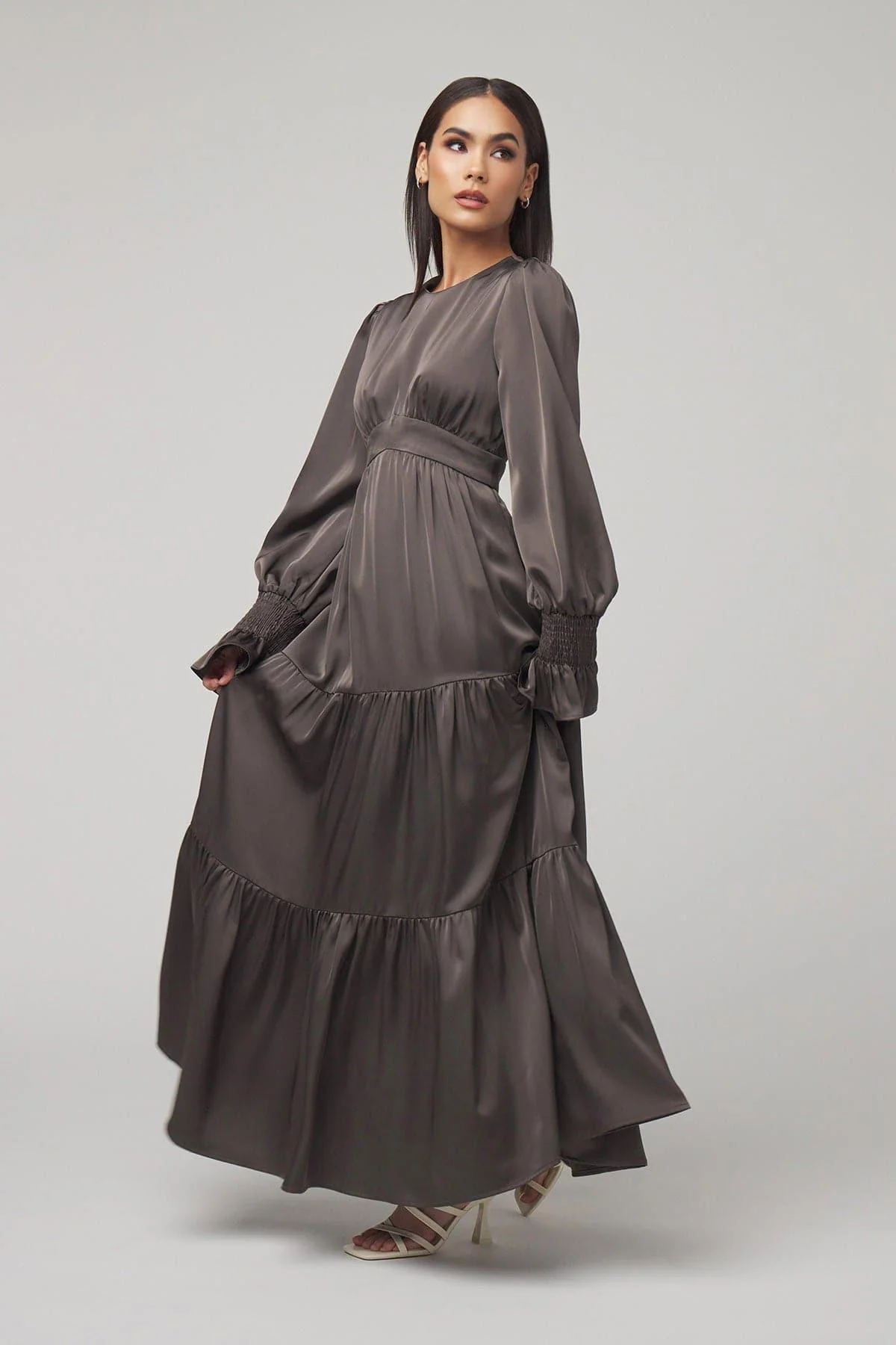 Milena Tiered Smock Maxi Dress - Brown - Image 3