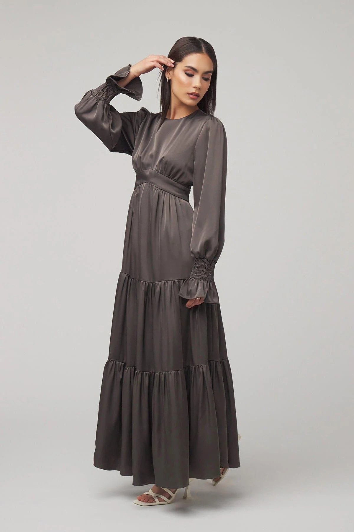 Milena Tiered Smock Maxi Dress - Brown - Image 4