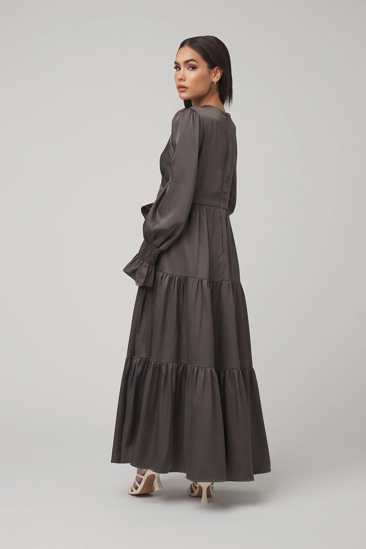 Milena Tiered Smock Maxi Dress - Brown - Image 5
