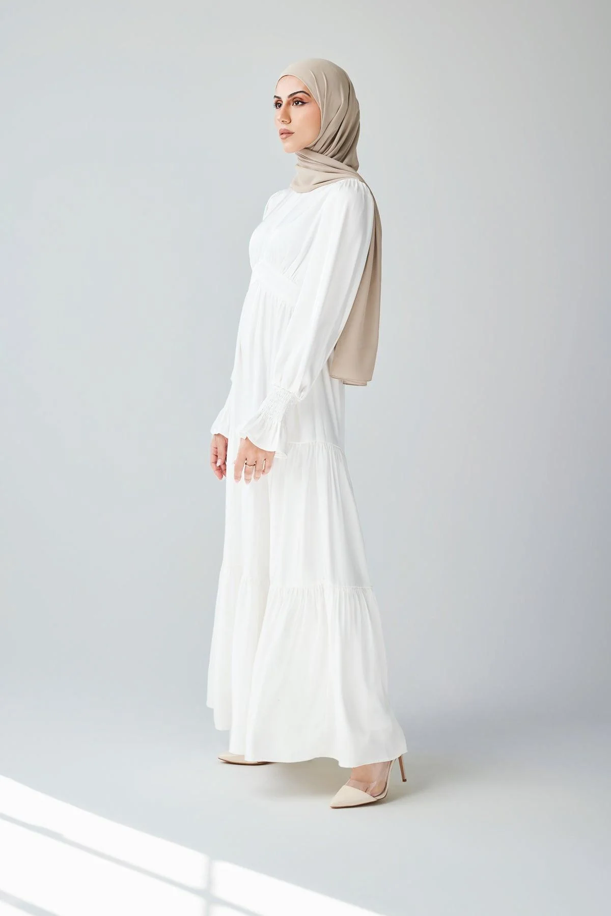 Milena Tiered Smock Maxi Dress - White - Image 6