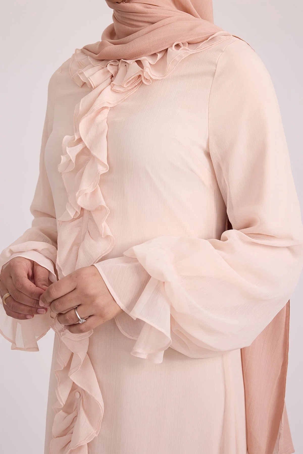 Mira Ruffle Long Sleeve Maxi Dress - Rose - Image 11