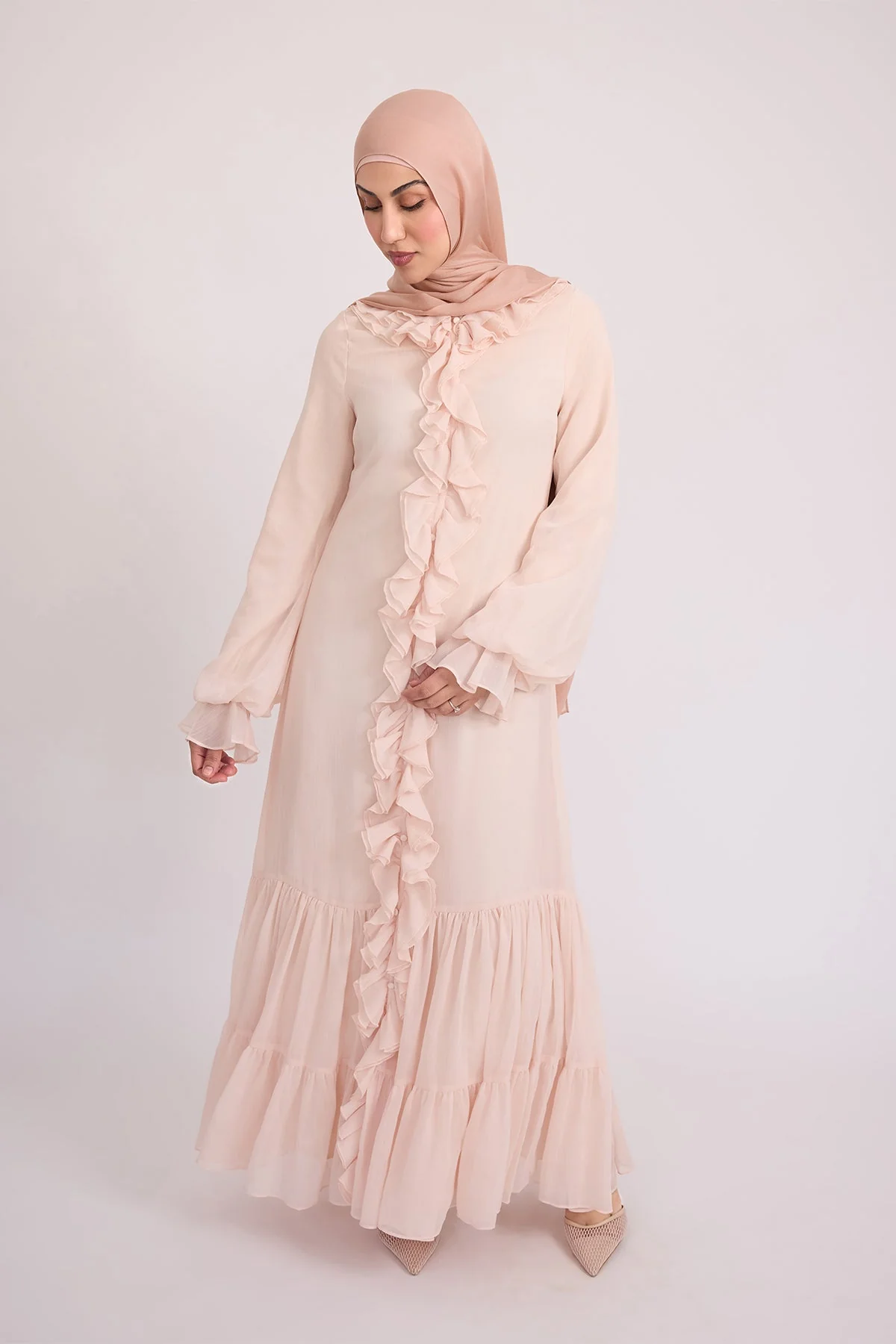 Mira Ruffle Long Sleeve Maxi Dress - Rose - Image 2