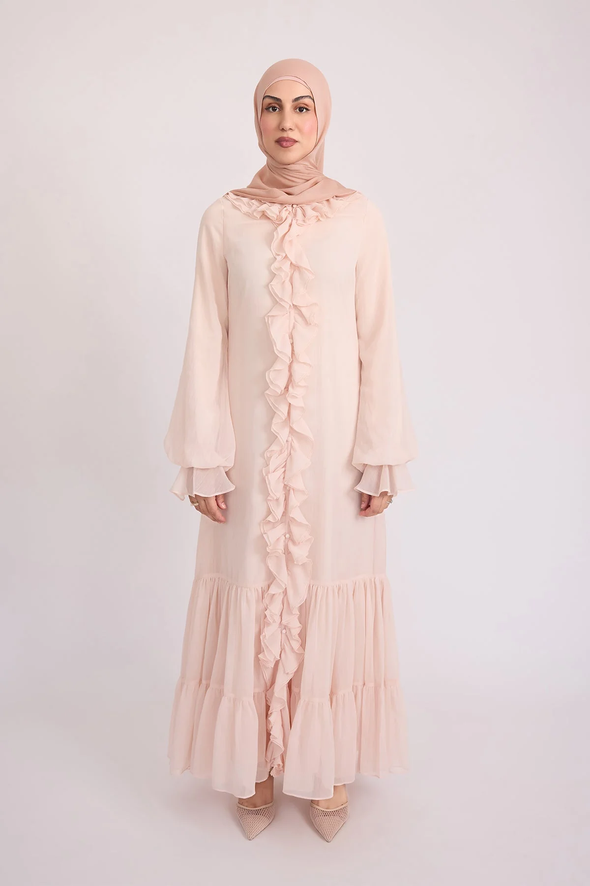 Mira Ruffle Long Sleeve Maxi Dress - Rose - Image 3