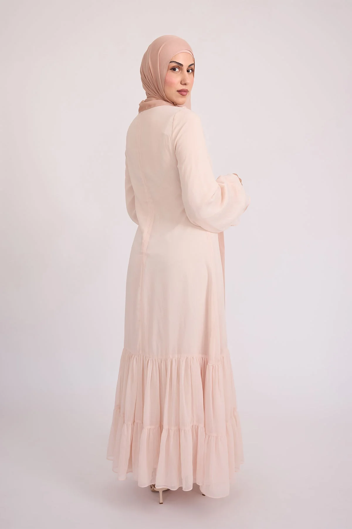 Mira Ruffle Long Sleeve Maxi Dress - Rose - Image 5