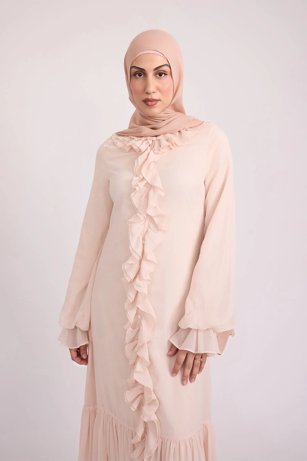 Mira Ruffle Long Sleeve Maxi Dress - Rose - Image 7