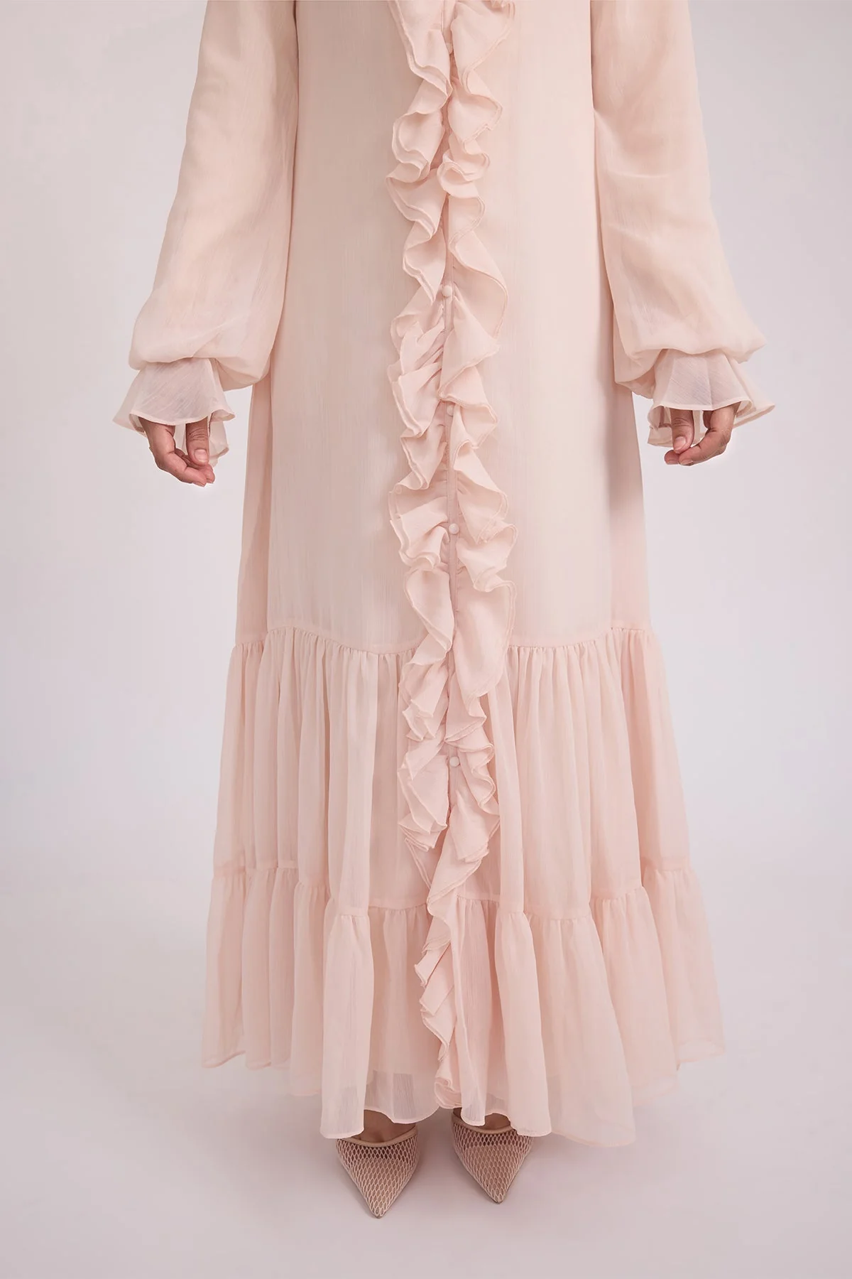 Mira Ruffle Long Sleeve Maxi Dress - Rose - Image 9