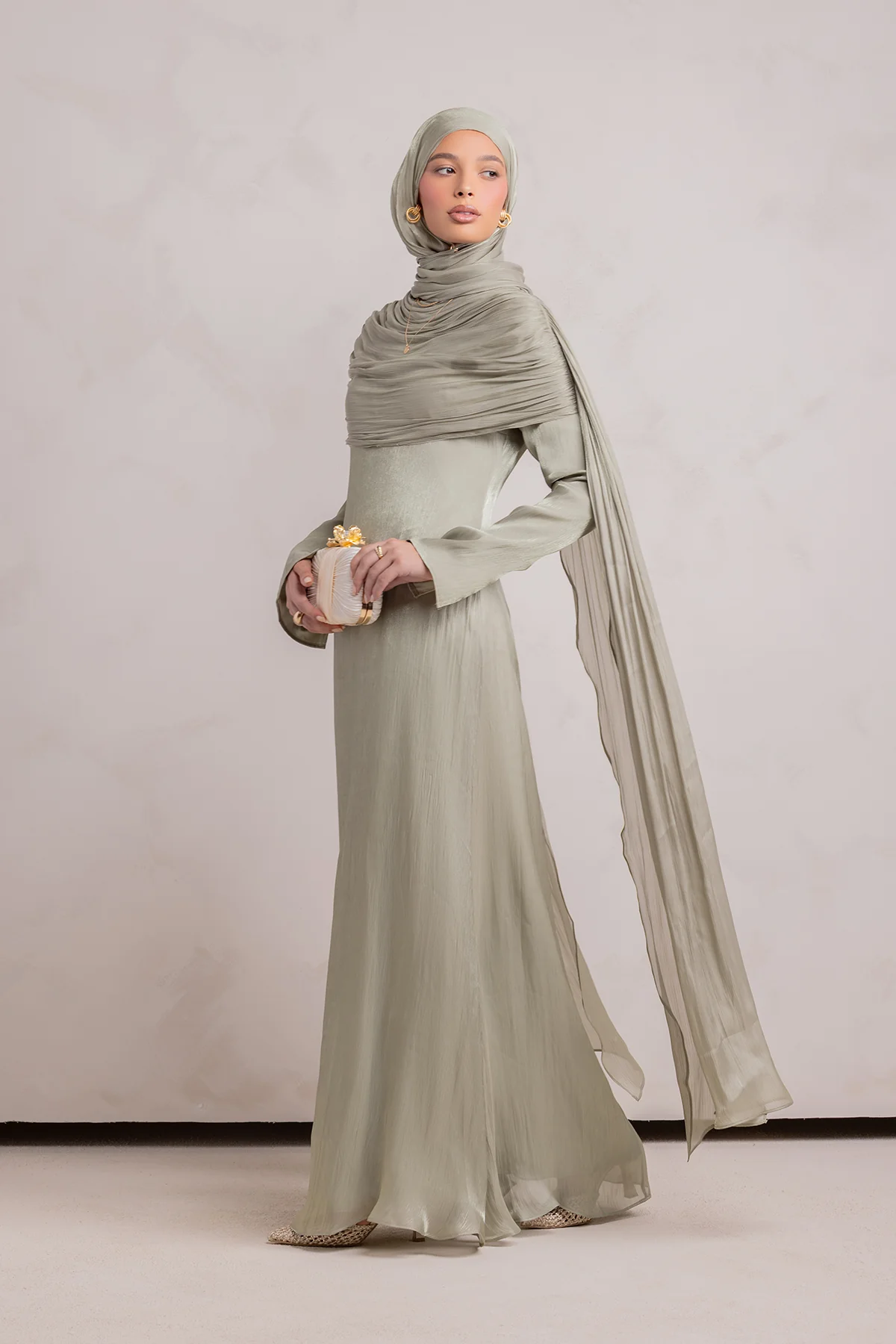 Muna Cape Gown - Eucalyptus Veil - Image 15