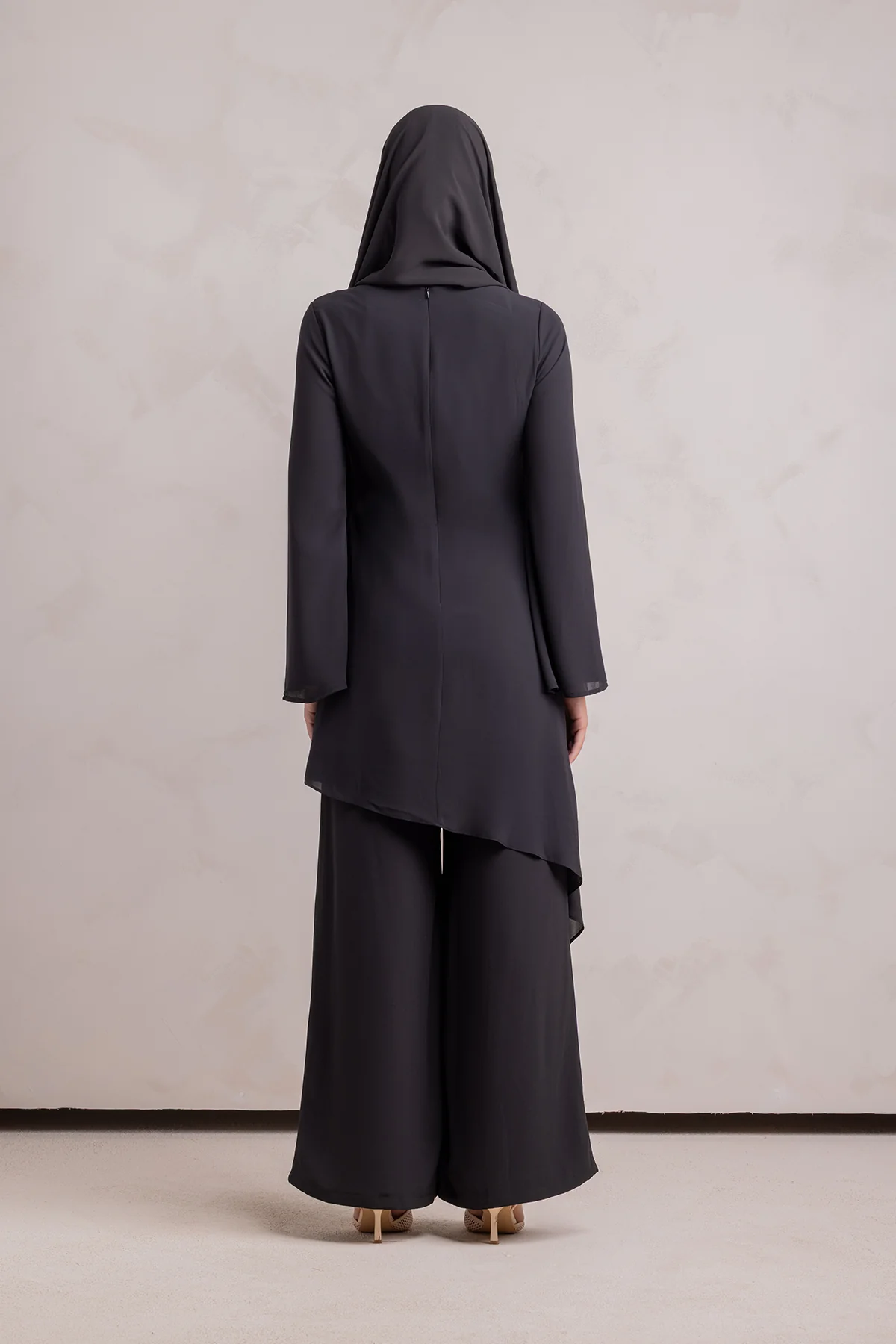 Nada Asymmetrical Tunic & Pant Set - Black - Image 12