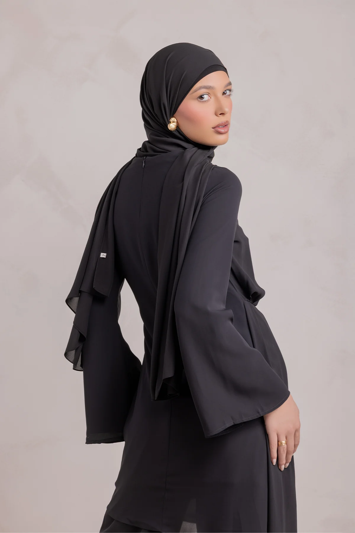 Nada Asymmetrical Tunic & Pant Set - Black - Image 9
