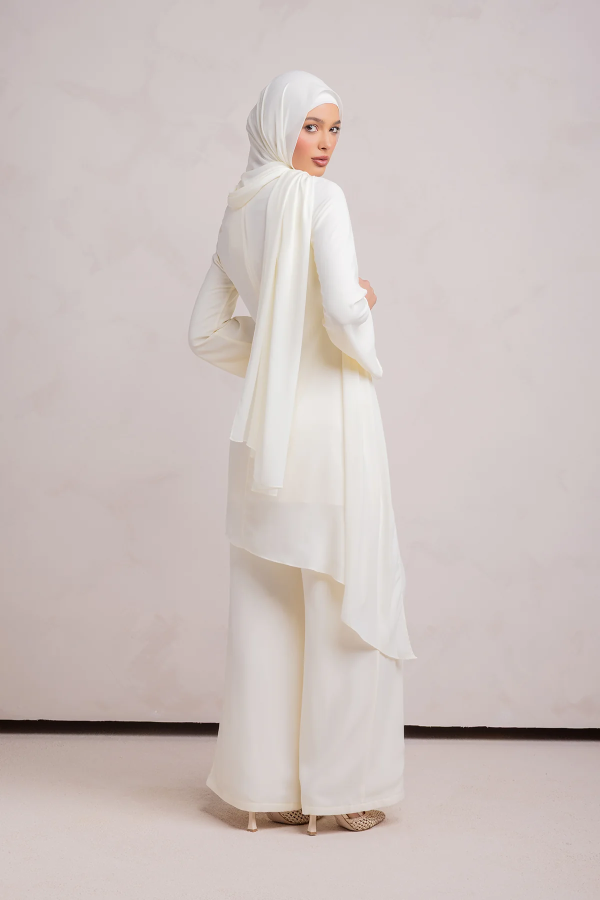Nada Asymmetrical Tunic & Pant Set - Off White - Image 6