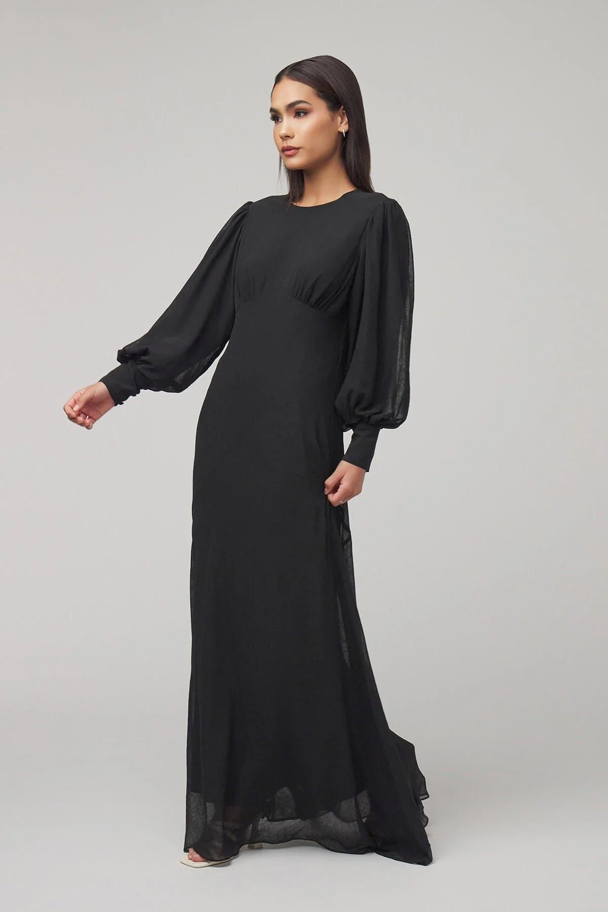 Naomi Chiffon Maxi Dress - Black - Image 3