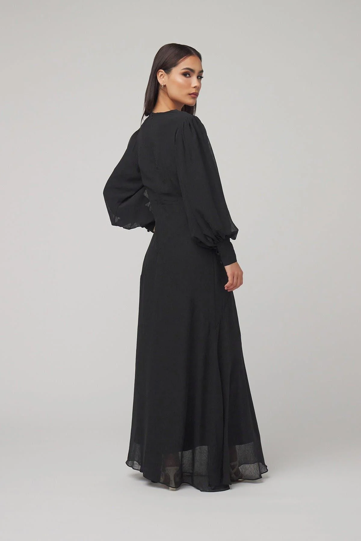 Naomi Chiffon Maxi Dress - Black - Image 4