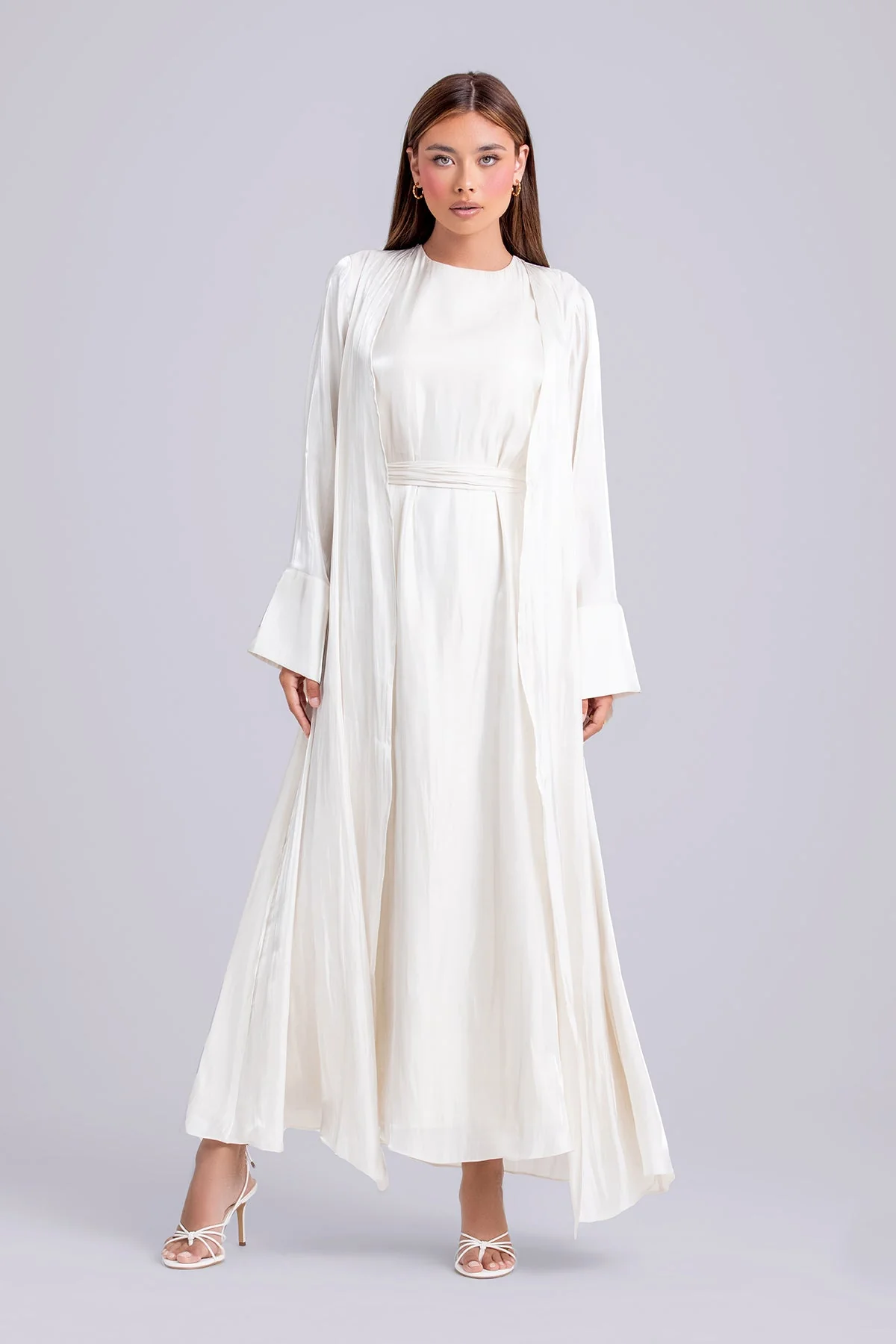 Nora Two Piece Abaya Set- Ivory