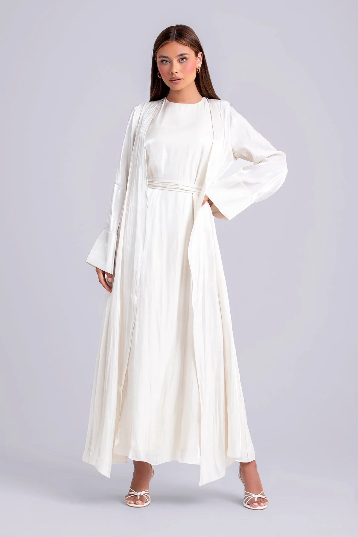 Nora Two Piece Abaya Set- Ivory - Image 3
