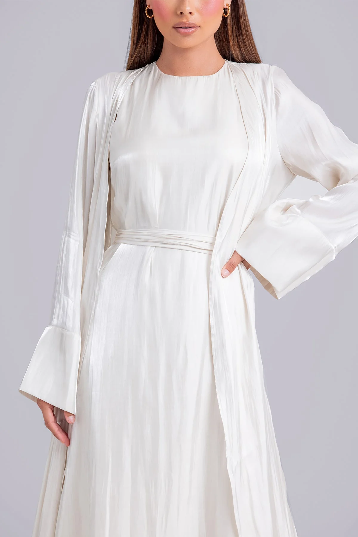 Nora Two Piece Abaya Set- Ivory - Image 6