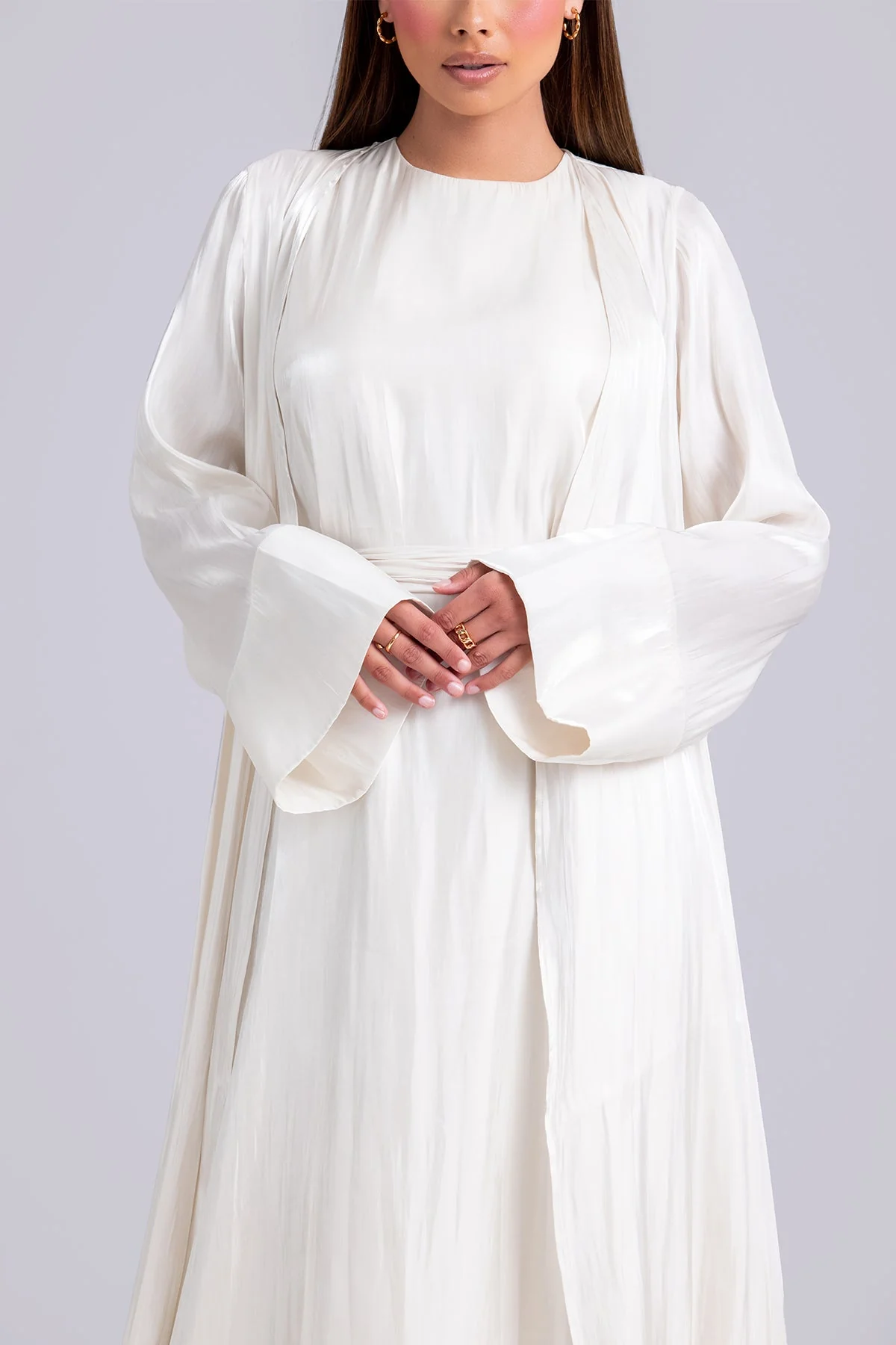 Nora Two Piece Abaya Set- Ivory - Image 7