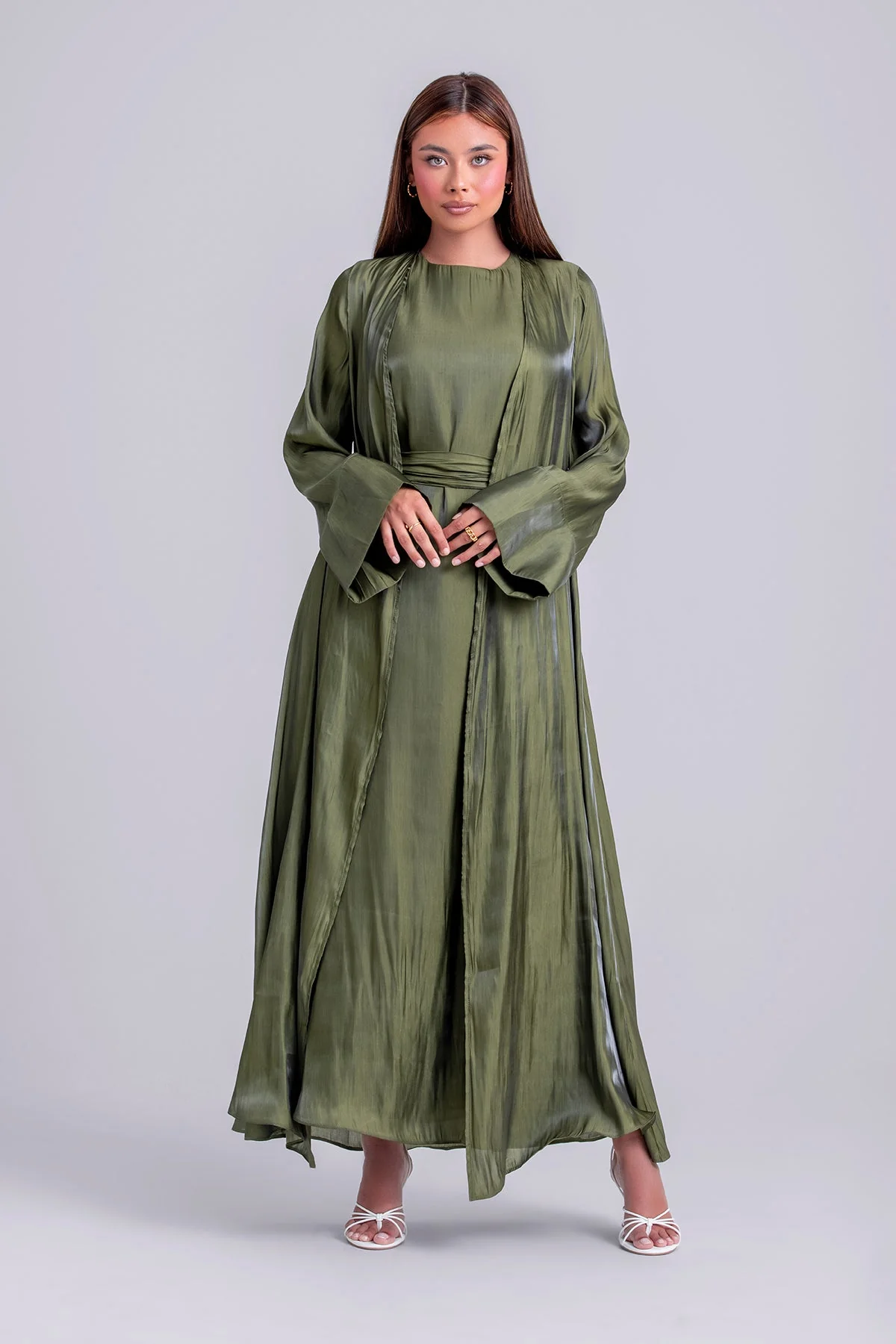 Nora Two Piece Abaya Set- Moss - Image 4