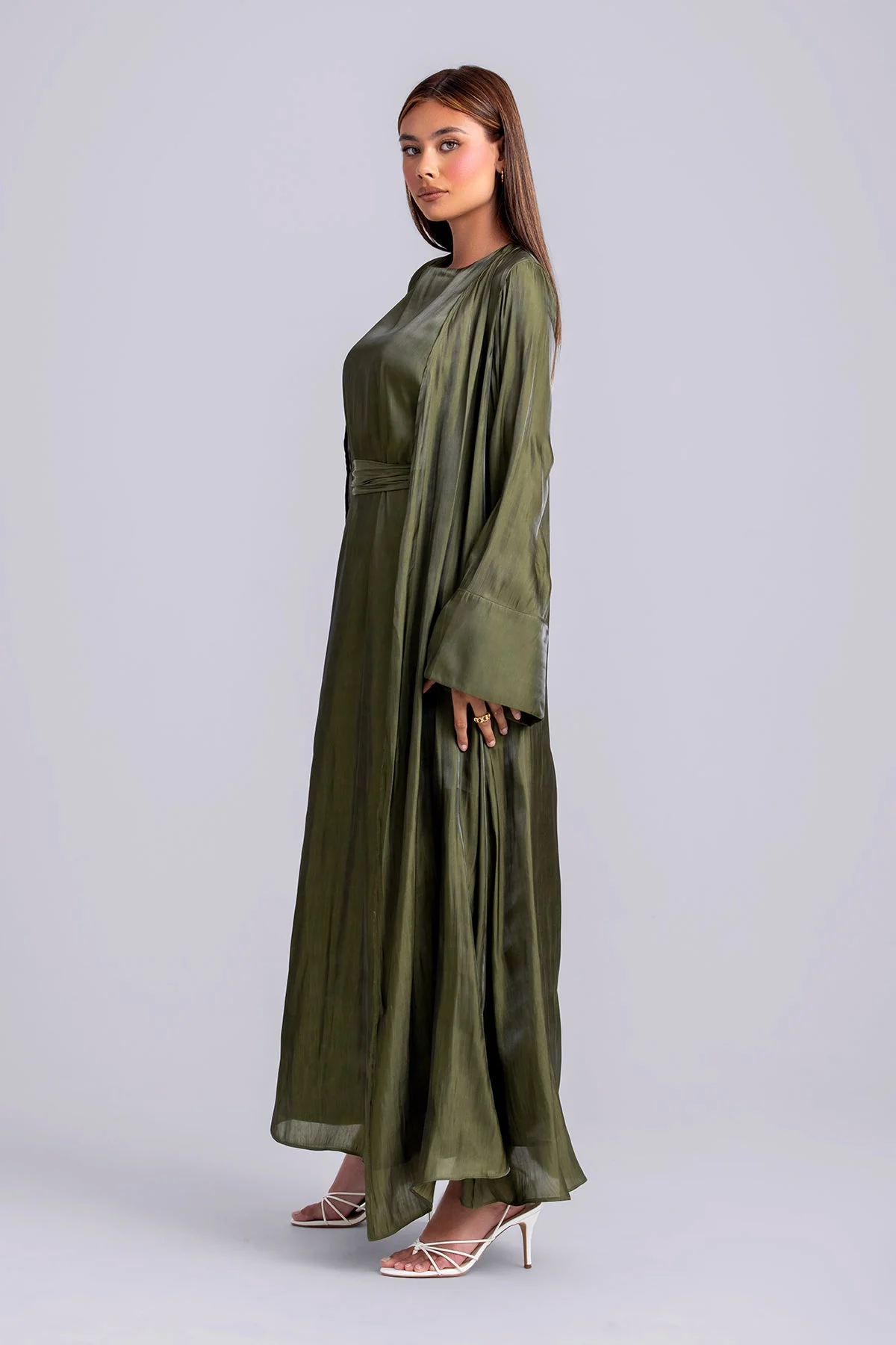 Nora Two Piece Abaya Set- Moss - Image 5