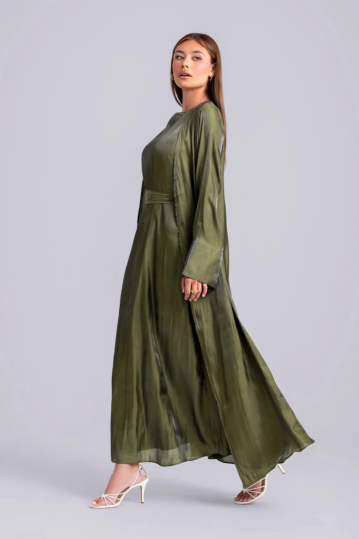 Nora Two Piece Abaya Set- Moss - Image 6