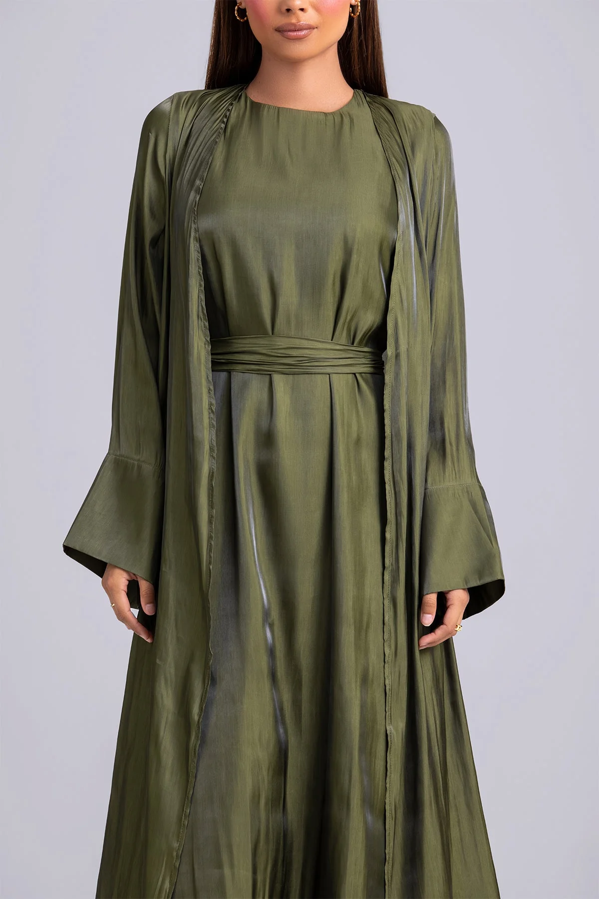 Nora Two Piece Abaya Set- Moss - Image 8