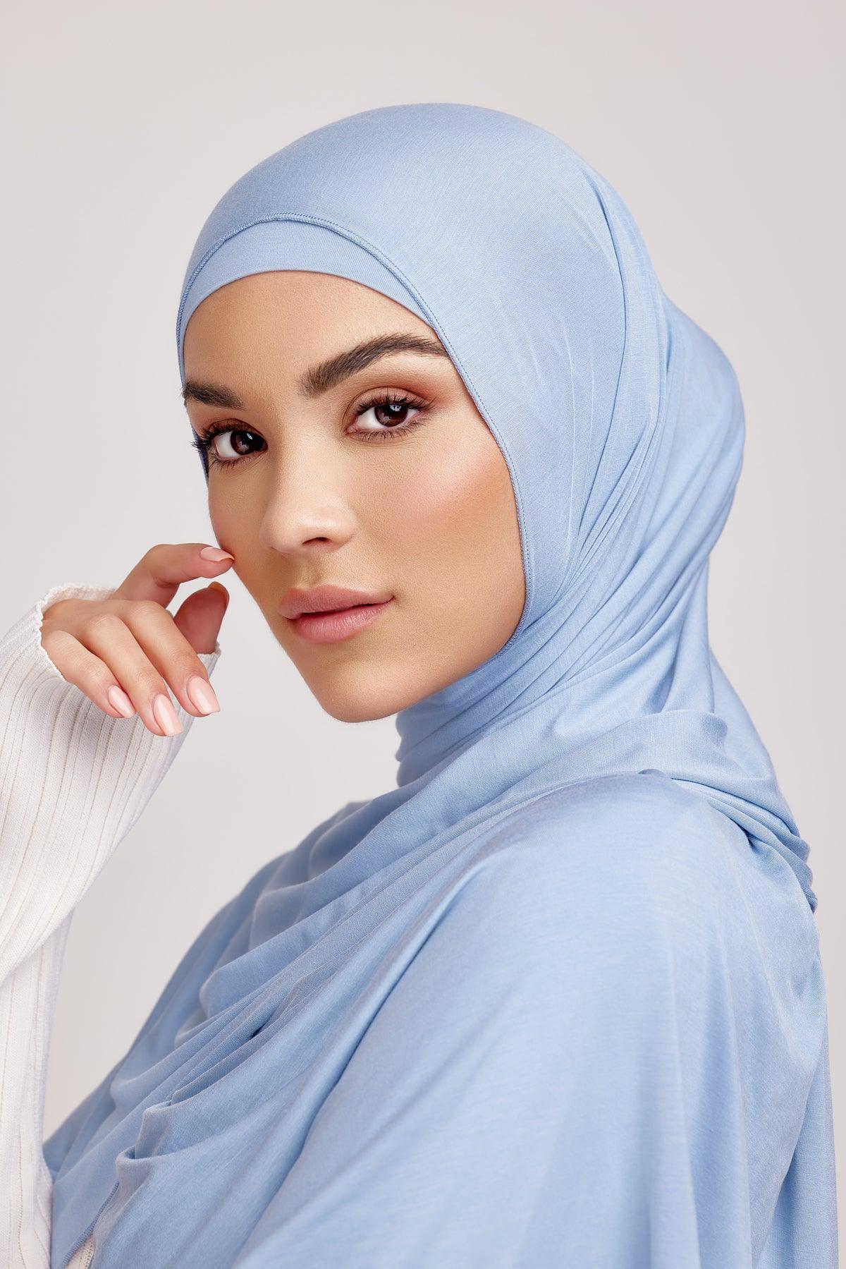 OEKO-TEX™ Bamboo Jersey Hijab Set - Azure Sky - Image 3