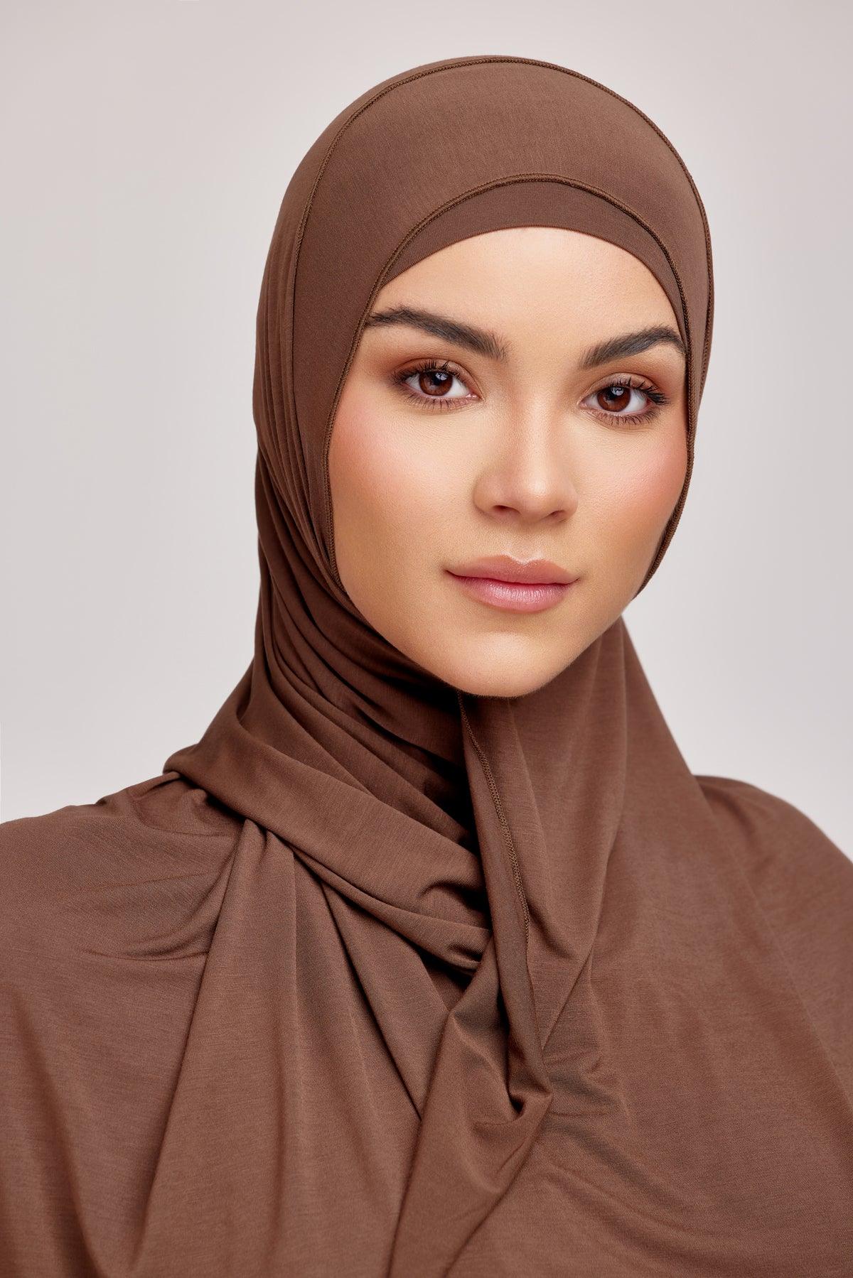 OEKO-TEX™ Bamboo Jersey Hijab Set - Bark Brown - Image 2