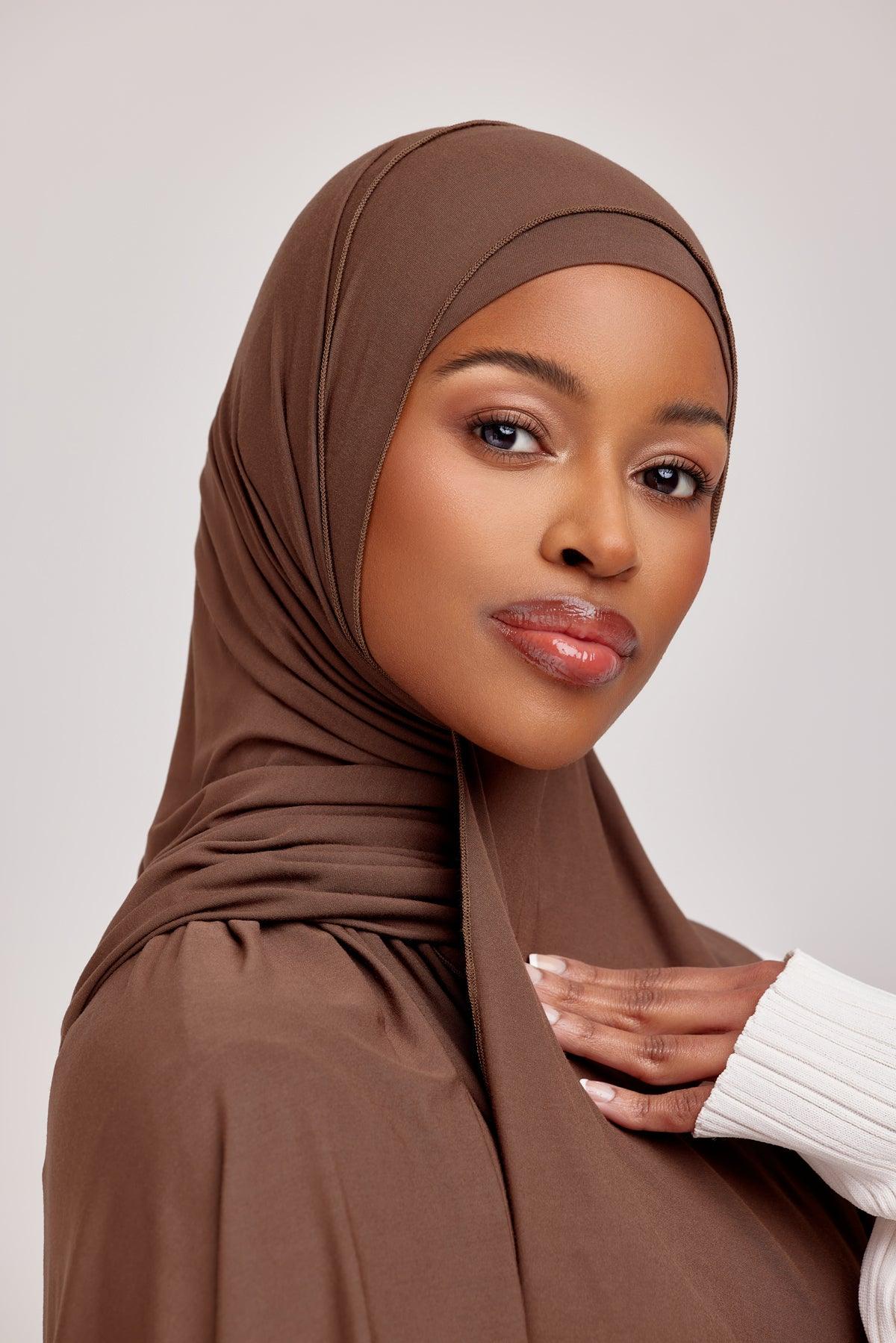 OEKO-TEX™ Bamboo Jersey Hijab Set - Bark Brown - Image 3