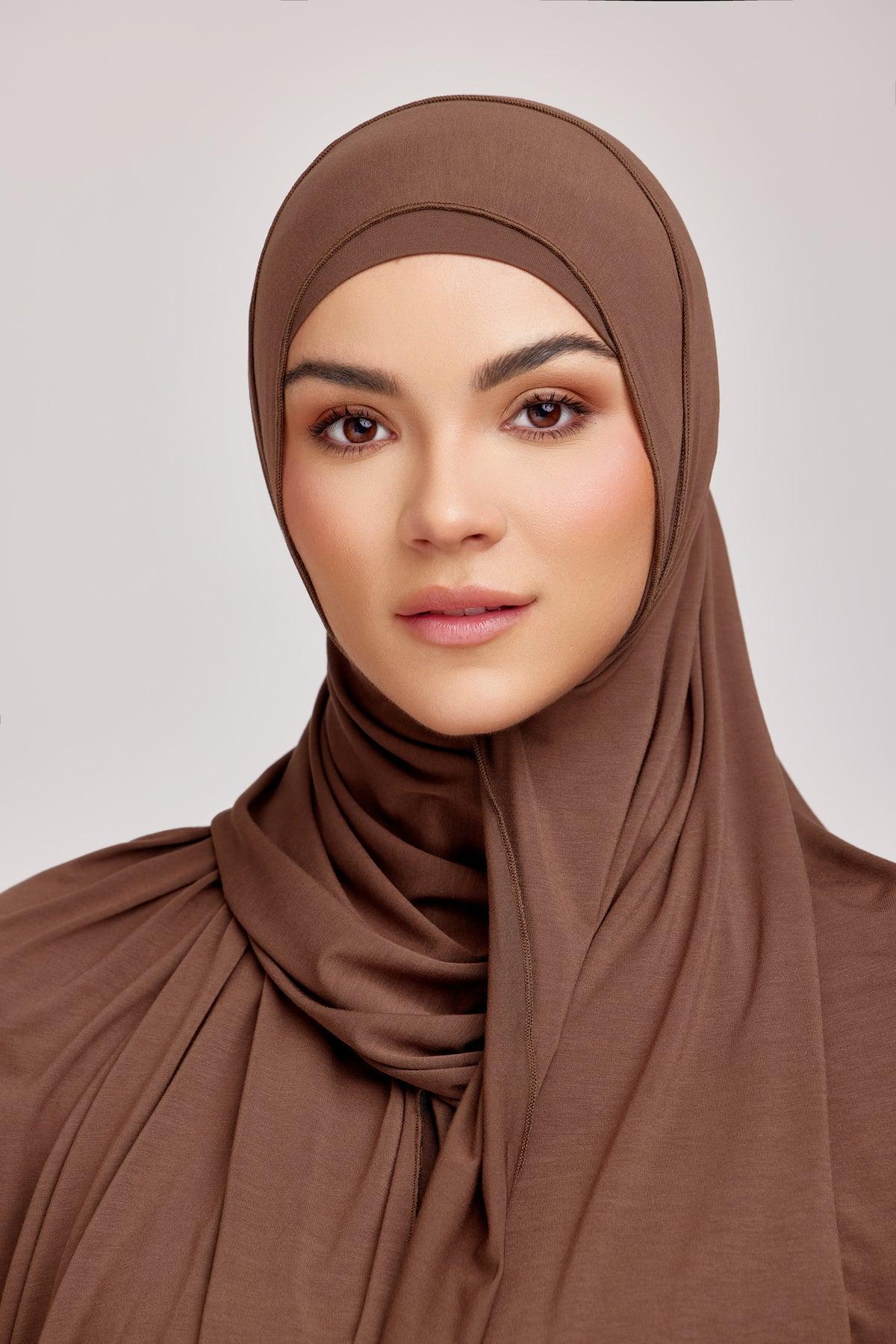 OEKO-TEX™ Bamboo Jersey Hijab Set - Bark Brown - Image 4