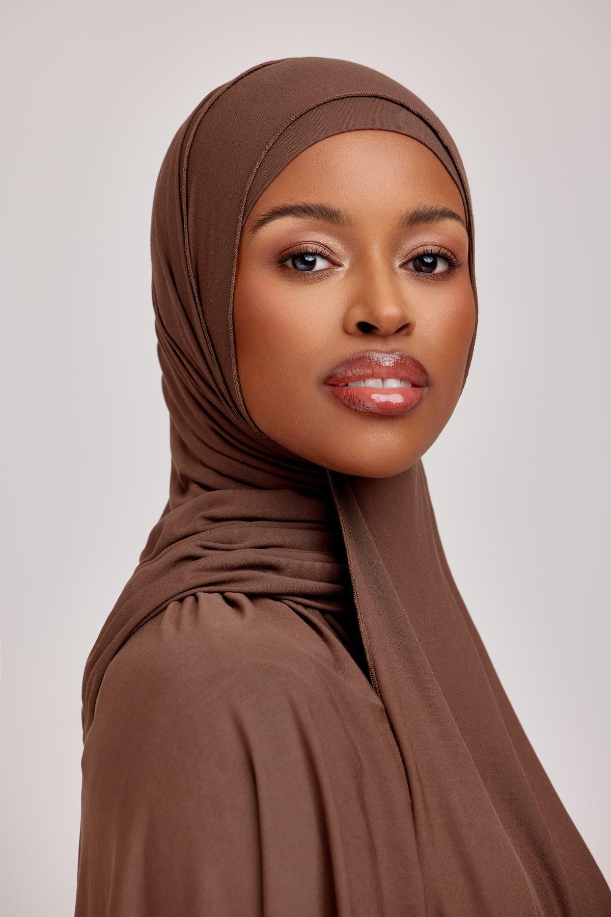OEKO-TEX™ Bamboo Jersey Hijab Set - Bark Brown - Image 5