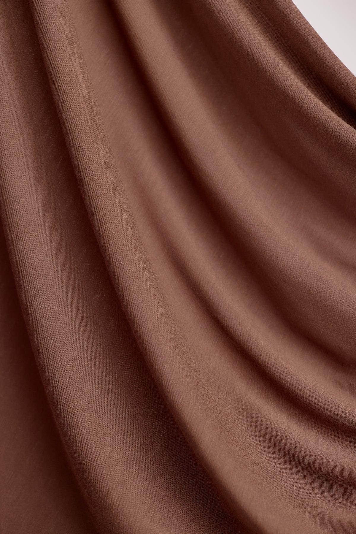 OEKO-TEX™ Bamboo Jersey Hijab Set - Bark Brown - Image 6