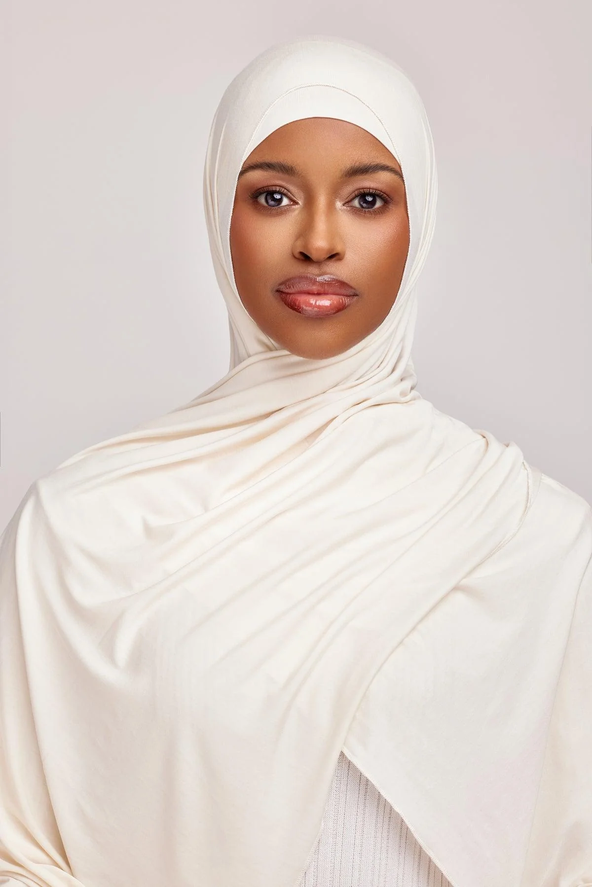 OEKO-TEX™ Bamboo Jersey Hijab Set - Creamy Ivory - Image 5