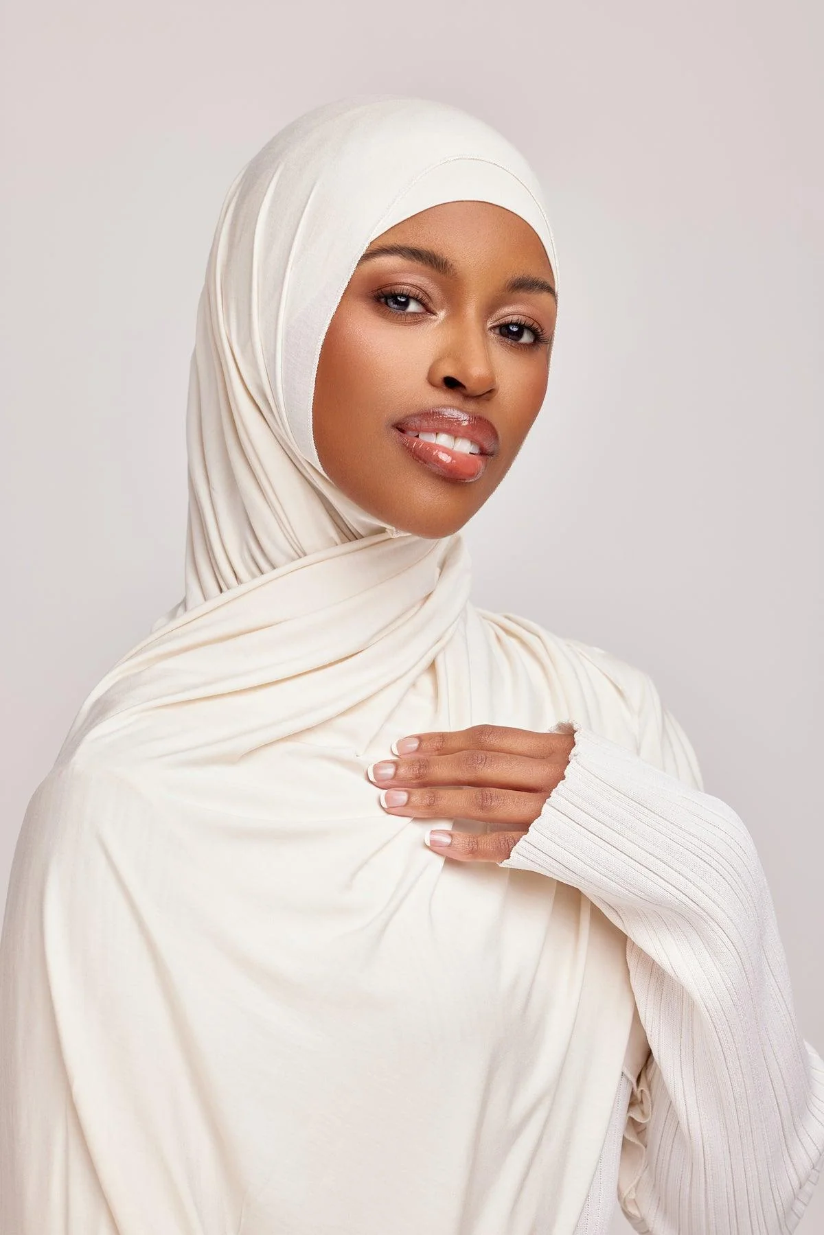 OEKO-TEX™ Bamboo Jersey Hijab Set - Creamy Ivory - Image 6