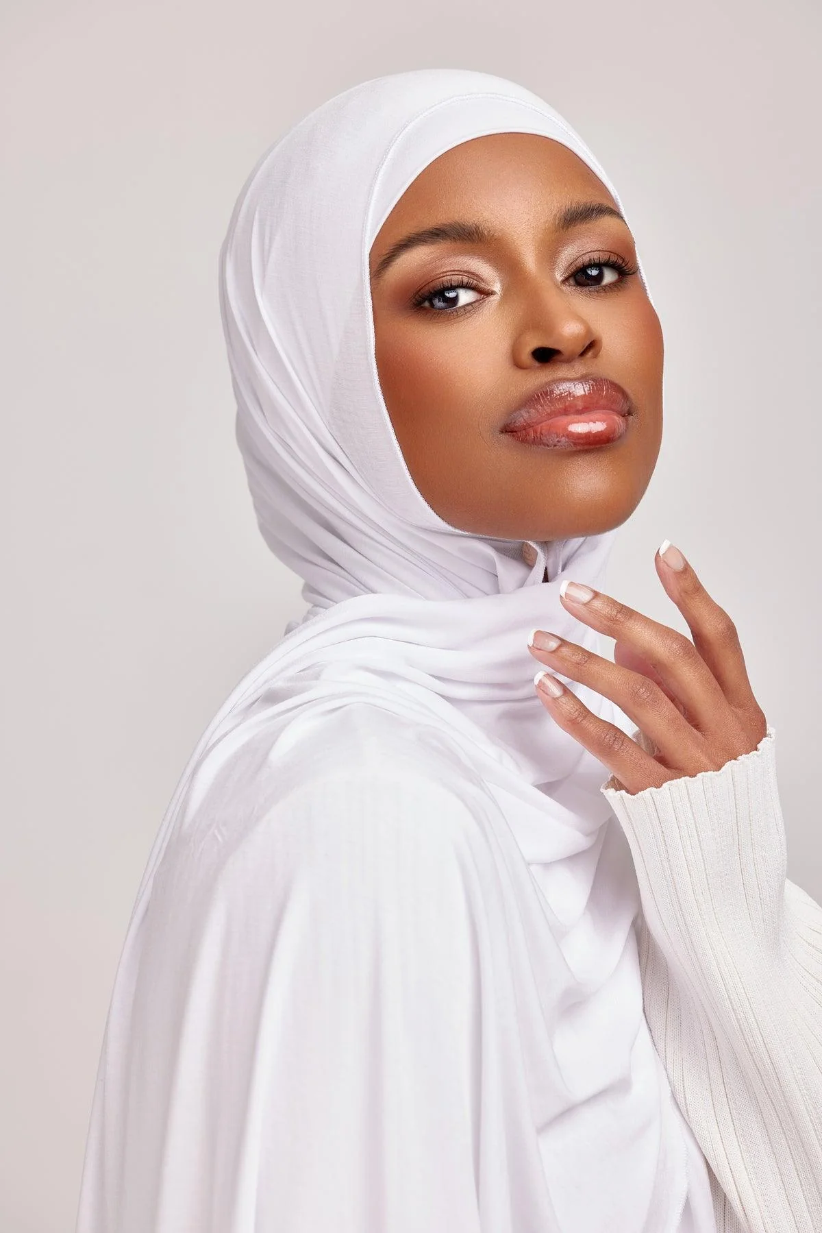 OEKO-TEX™ Bamboo Jersey Hijab Set - White - Image 4