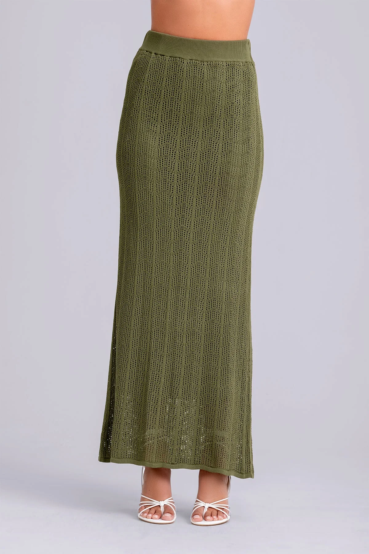 Oula Crochet Top & Maxi Skirt Set- Olive - Image 7