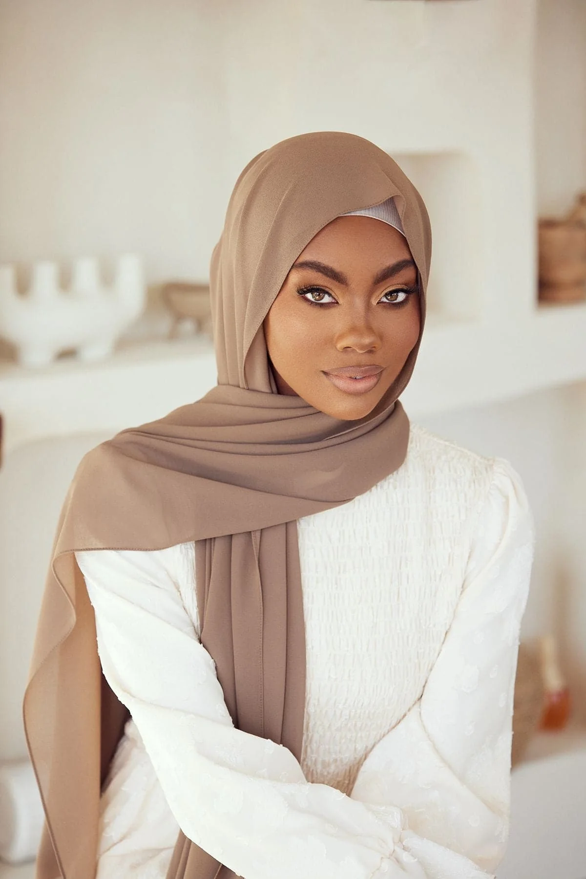 Premium Chiffon Hijab - Cappucino
