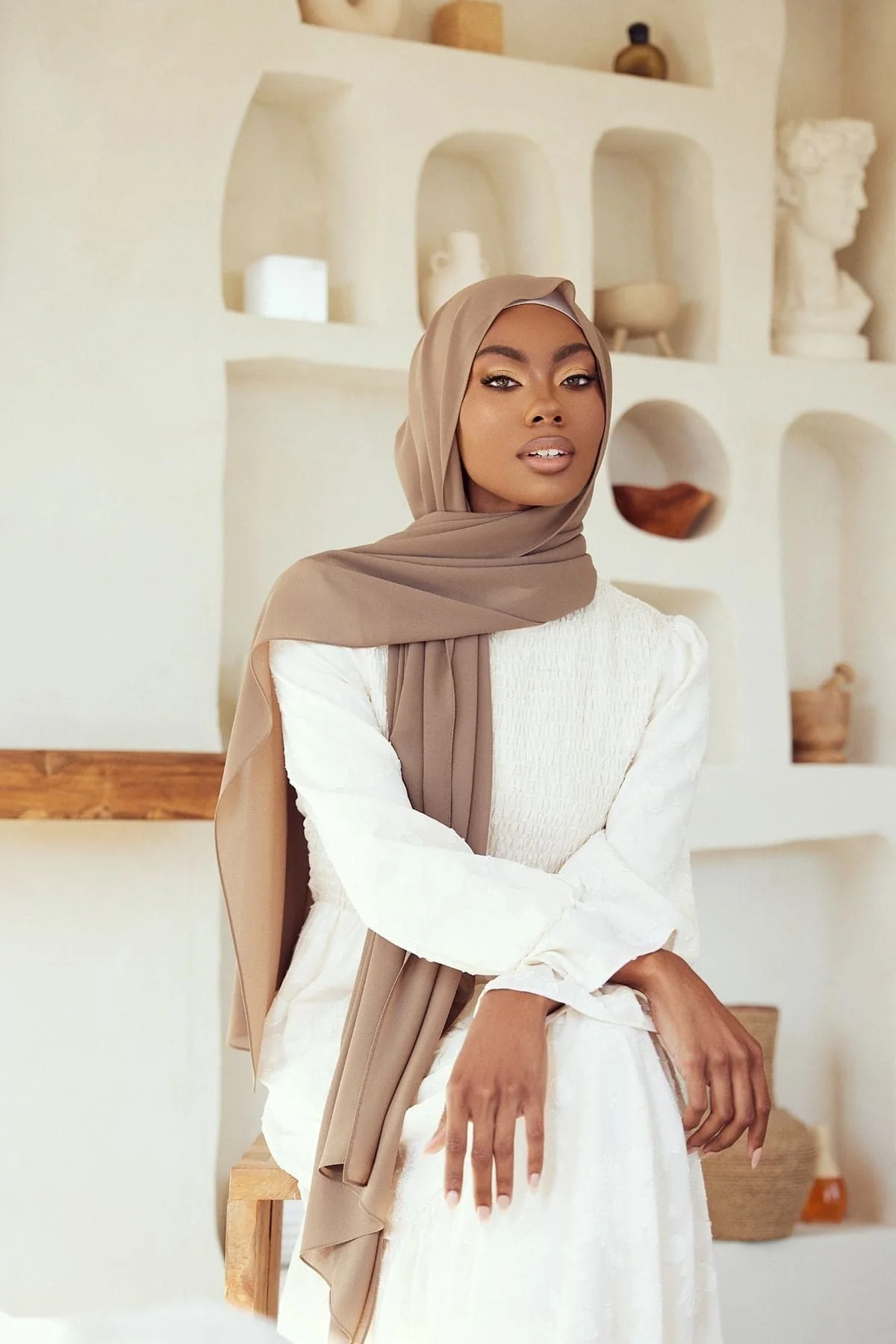 Premium Chiffon Hijab - Cappucino - Image 2