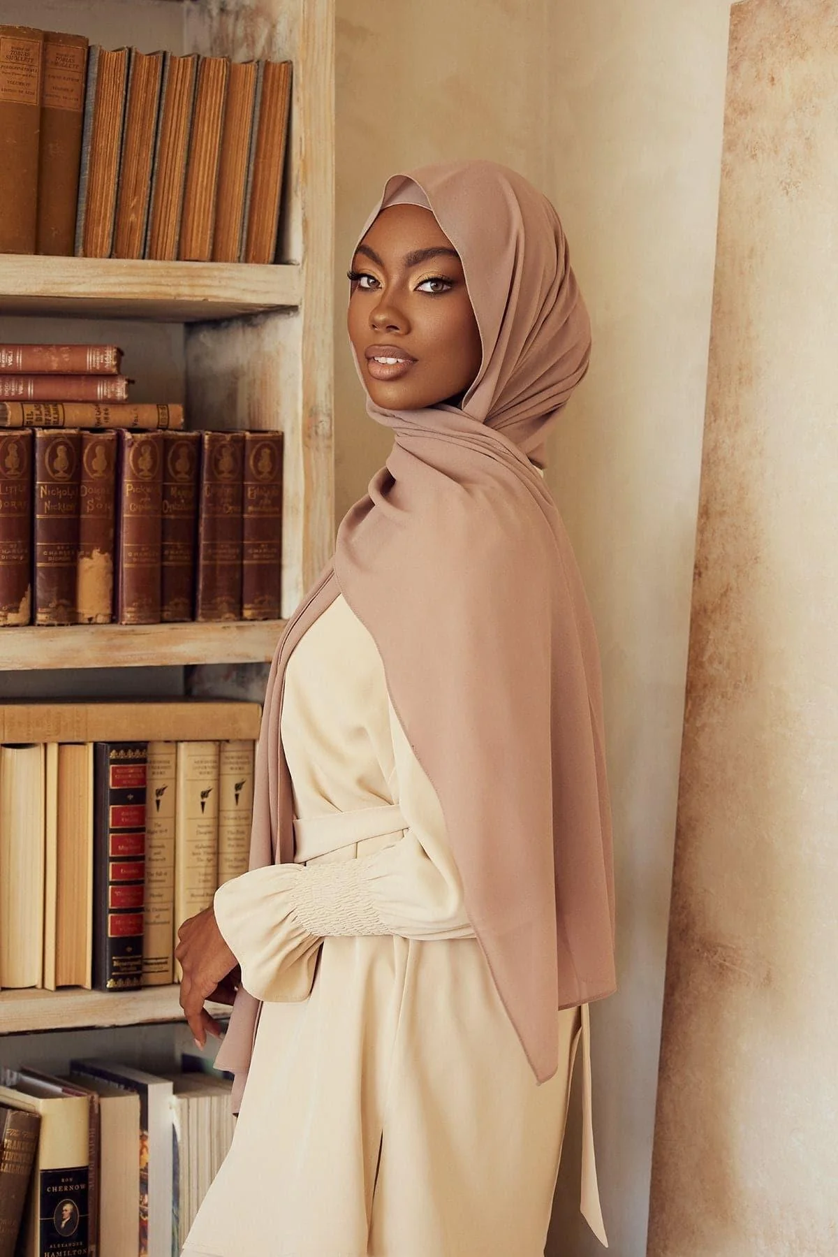 Premium Chiffon Hijab - Khaki - Image 2