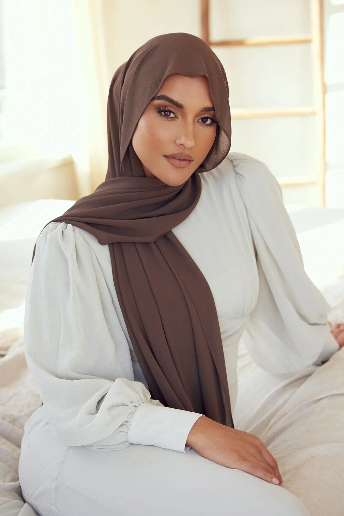 Premium Chiffon Hijab - Mocha - Image 2