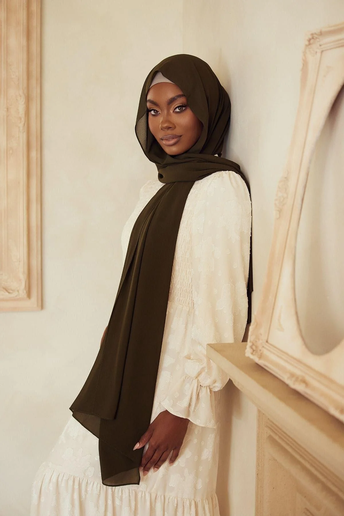 Premium Chiffon Hijab - Moss - Image 2