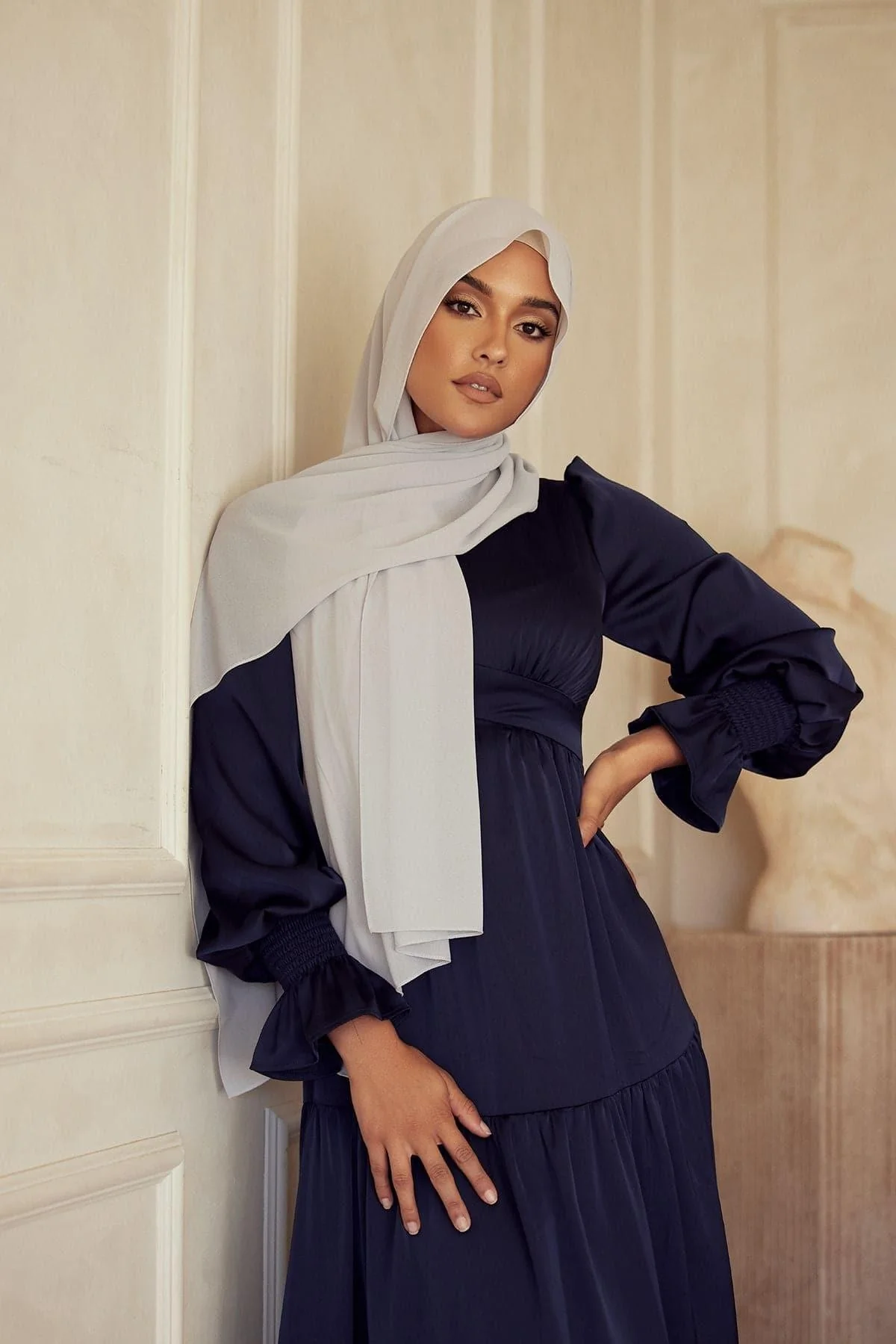 Premium Chiffon Hijab - Pearl Grey - Image 2