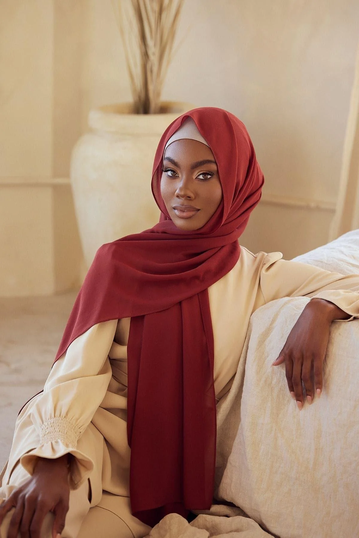 Premium Chiffon Hijab - Rouge