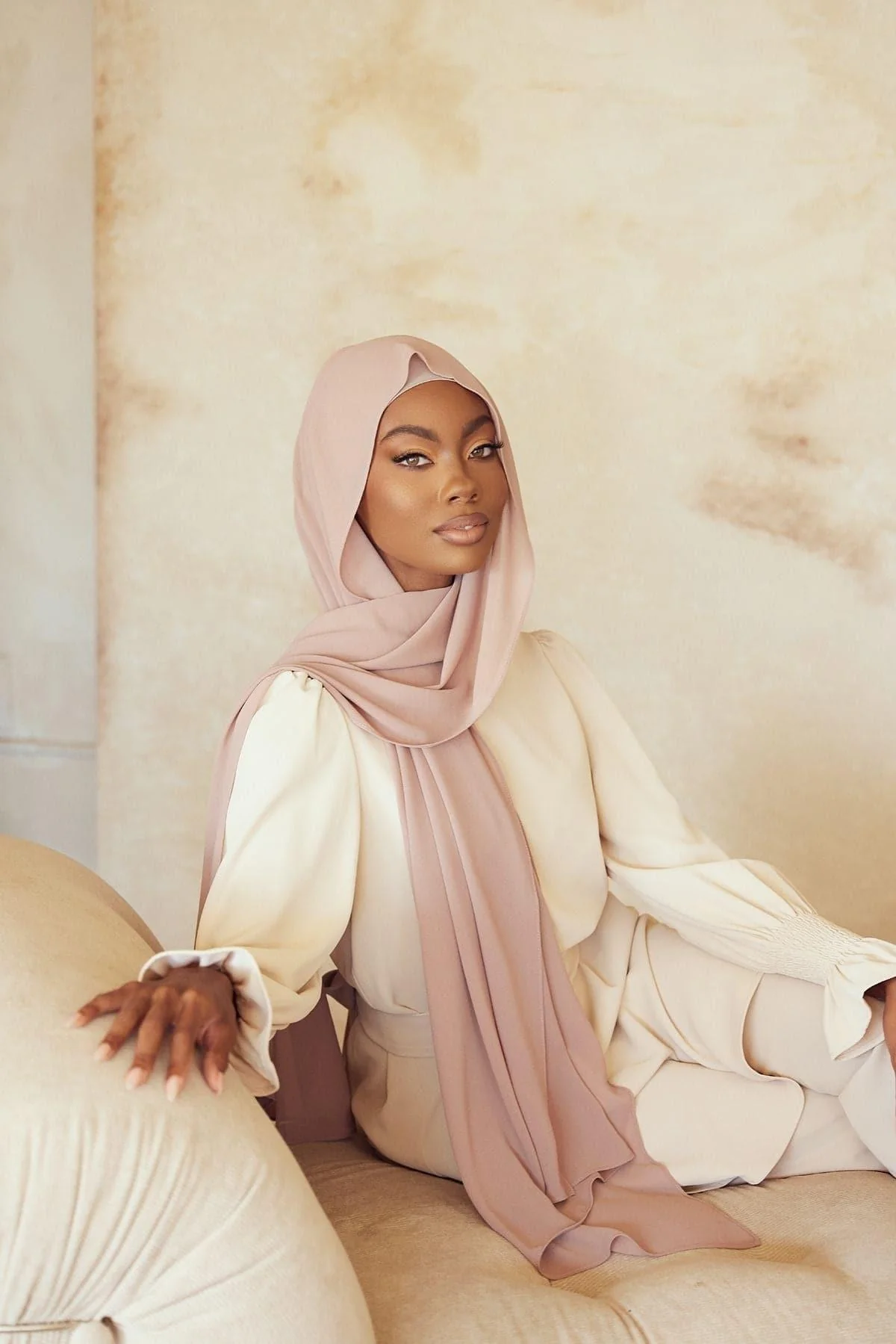 Premium Chiffon Hijab - Sand - Image 2