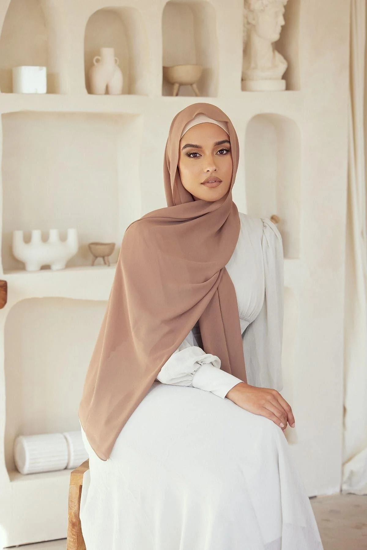 Premium Chiffon Hijab - Taupe - Image 2