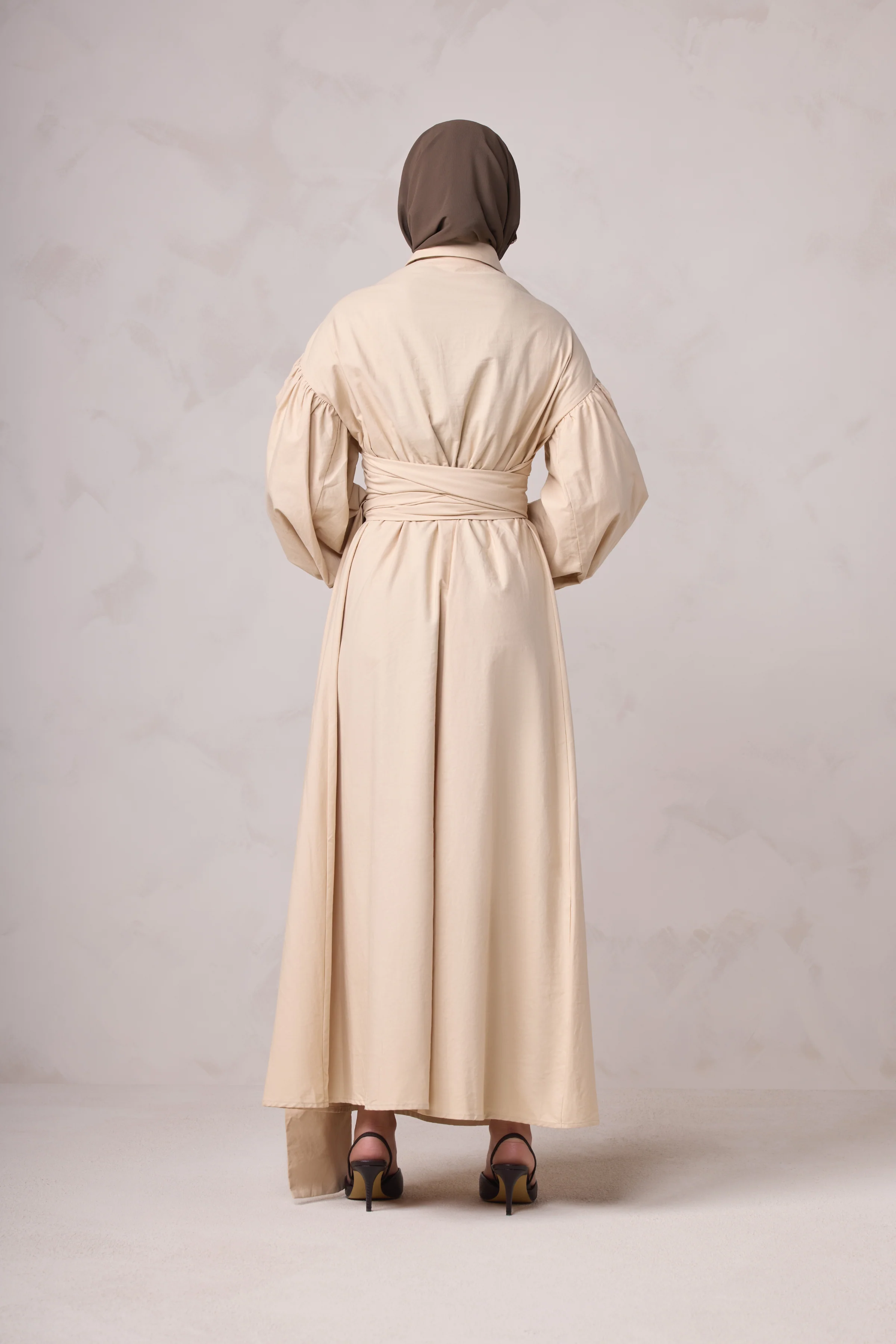Rahma Tie Wrap Dress - Sand - Image 6